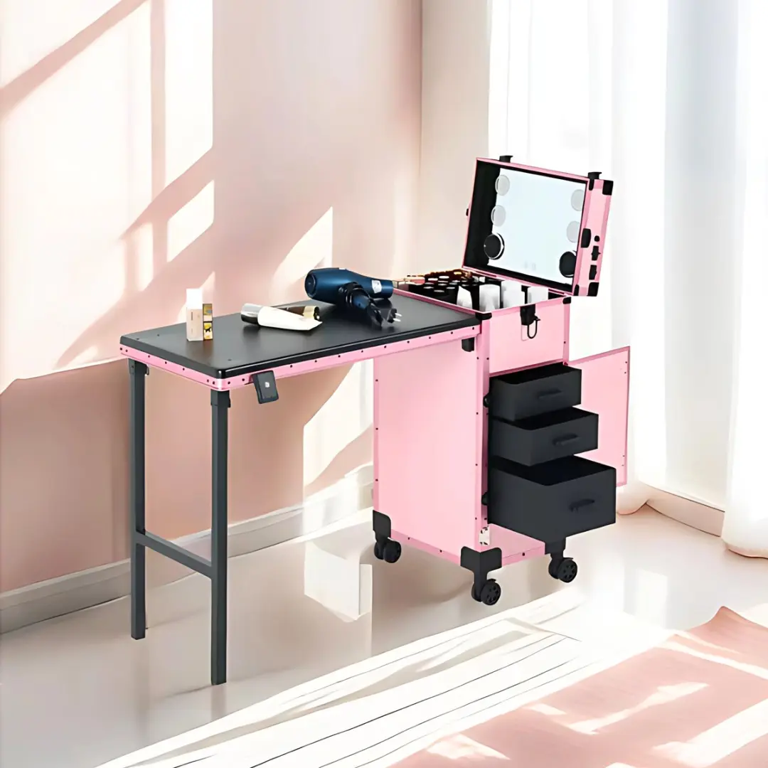 Guardian Beauty Kaptafel Roze - Draagbaar met LED-Spiegel - afbeelding 6 van 6