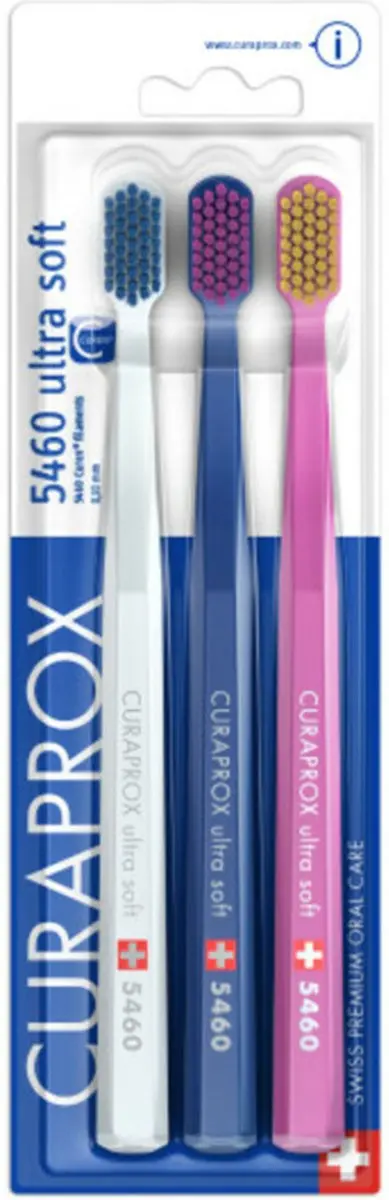 Curaprox Trio CS 5460 Tandenborstel - 6 Stuks (2x3) - Wit/Blauw/Roze