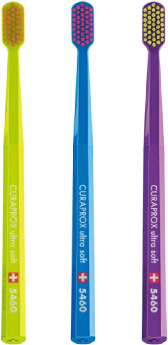 Curaprox Trio CS 5460 Tandenborstel - 6 Stuks (2x3) - Wit/Blauw/Roze