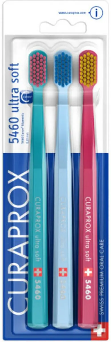 Curaprox Trio CS 5460 Tandenborstel - 6 Stuks (2x3) - Wit/Blauw/Roze