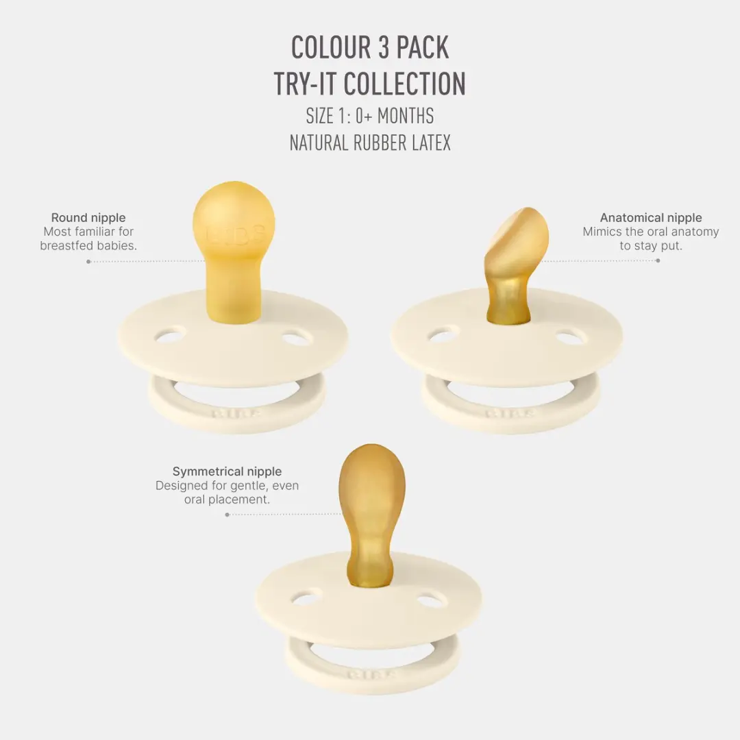 BIBS Colour Try-It Collectie Fopspenen - 3 Stuks - Ivory