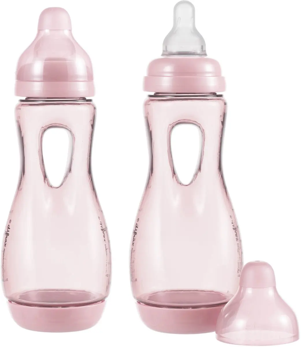 Difrax Handgreep Babyfles 240ml - 2 Stuks - Lichtgroen