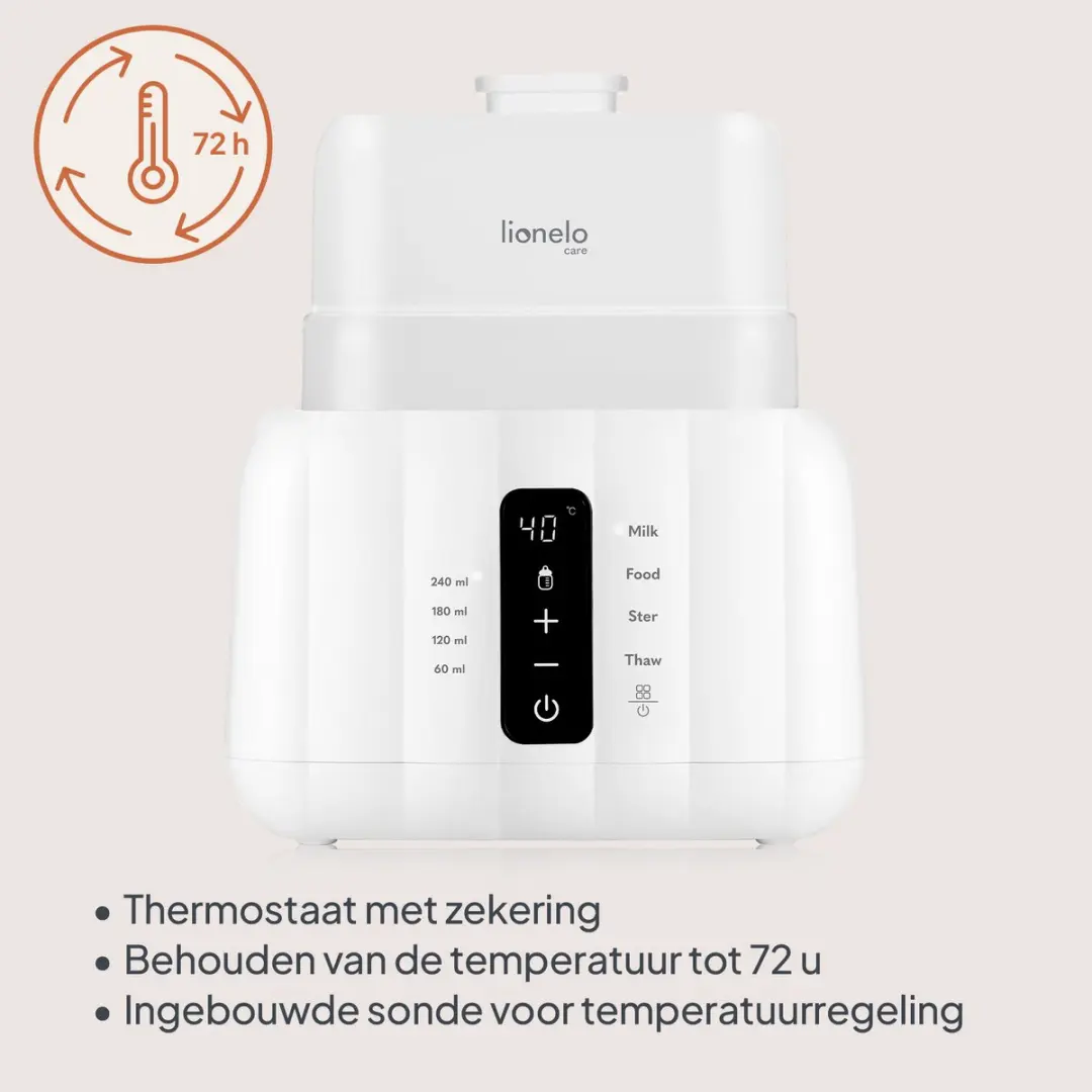 Lionelo Thermup Duo Flessenwarmer 6-in-1 - Verwarmt 2 flessen - Touchscreen - Groen