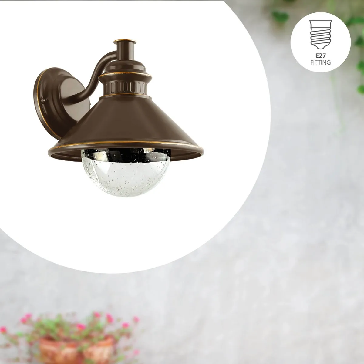 Eglo Albacete Wandlamp E27 - 26,5cm - Bruin/Koper - afbeelding 6 van 6