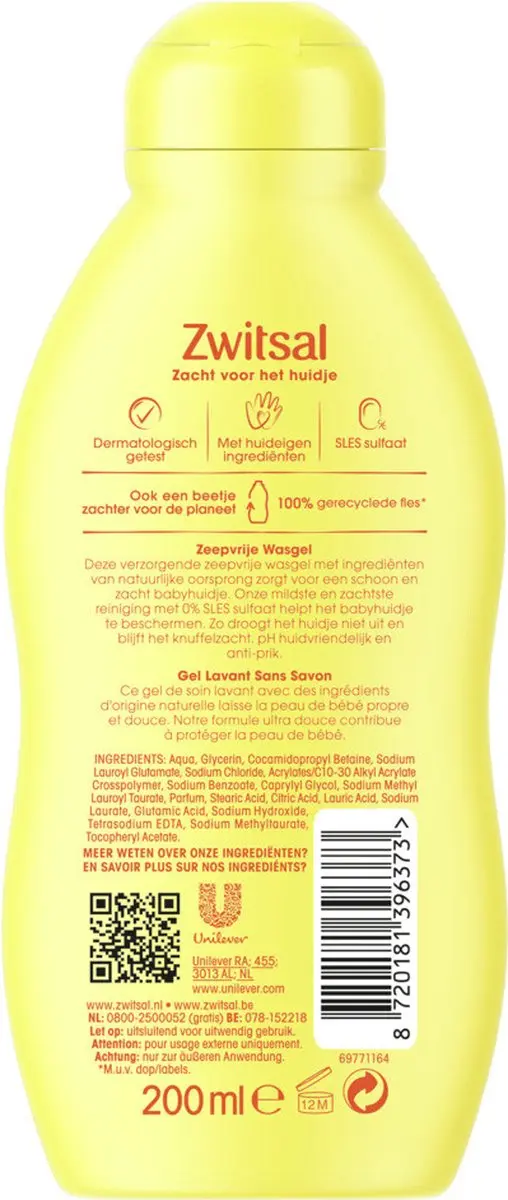 Zwitsal Baby Zeepvrije Wasgel - 6x200ml