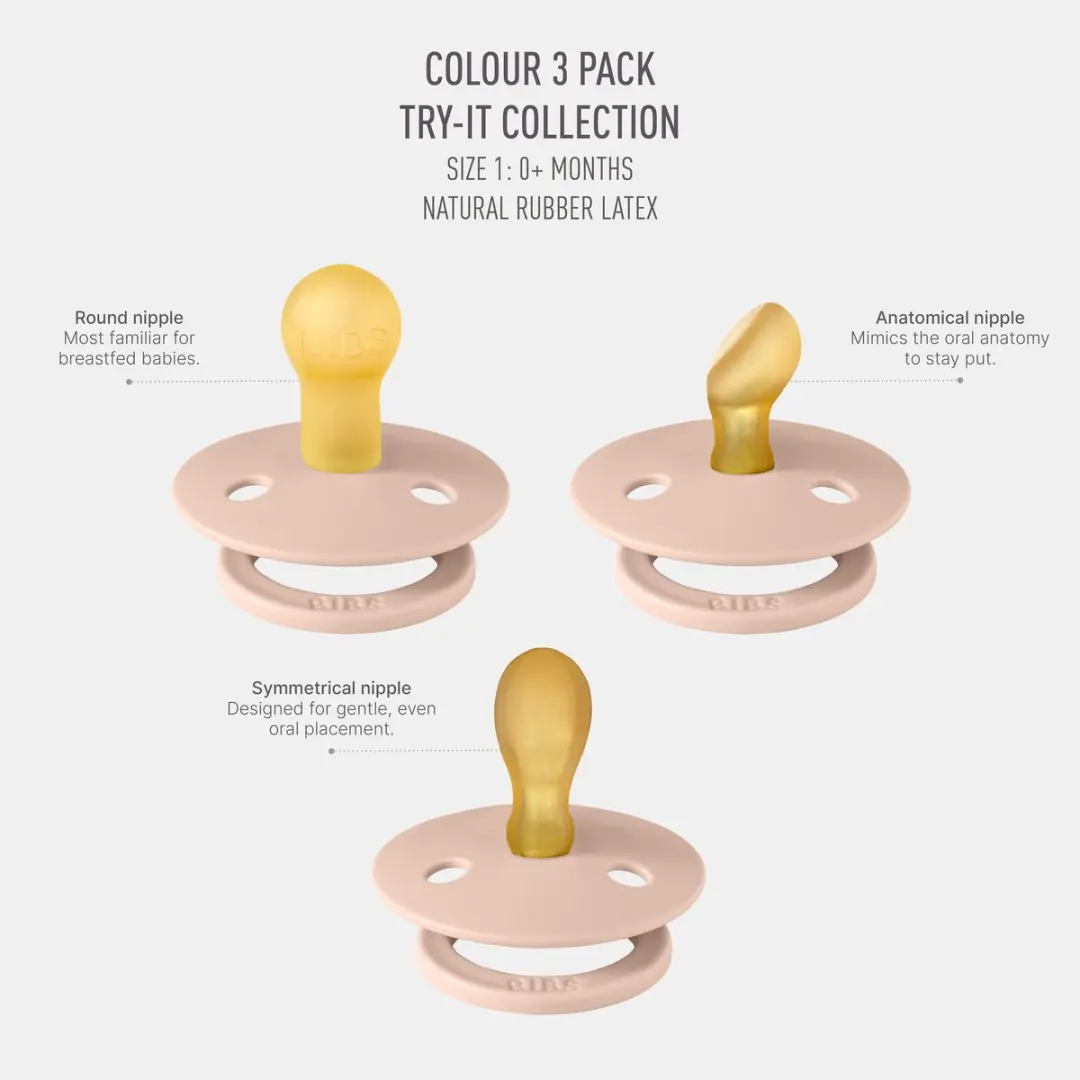 BIBS Colour Try-It Collectie Fopspenen - 3 Stuks - Blush - afbeelding 6 van 6