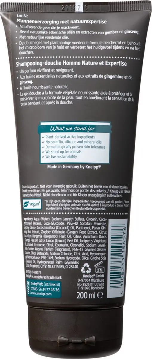 Kneipp Douche Men 2-in-1 Recharging 200ml - 6 Stuks
