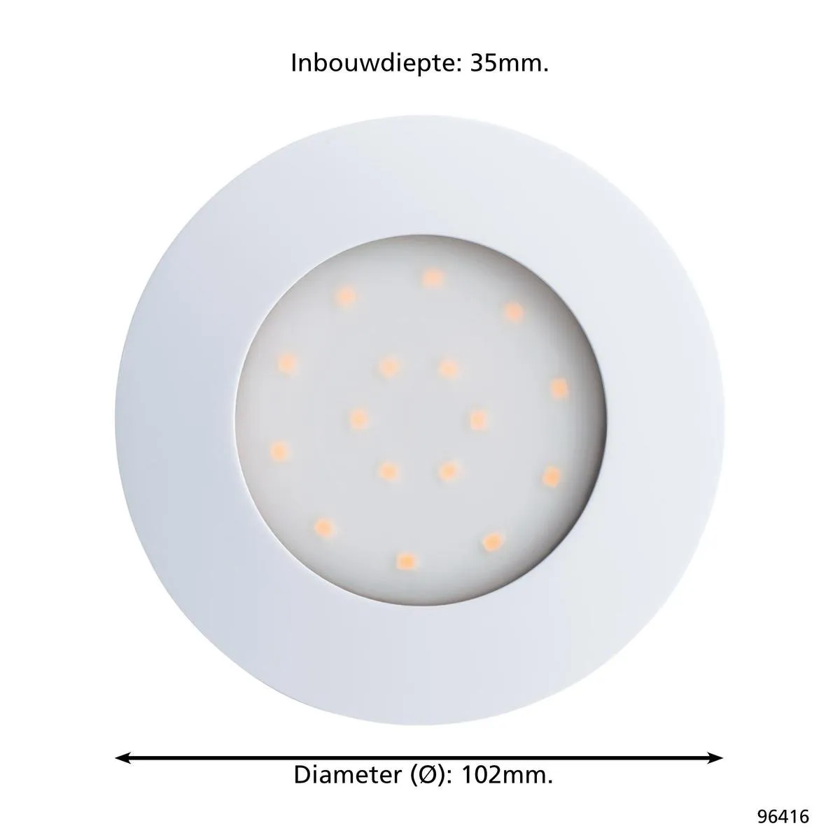 Eglo Pineda-IP Inbouwarmatuur 1 Licht - Wit - afbeelding 6 van 6