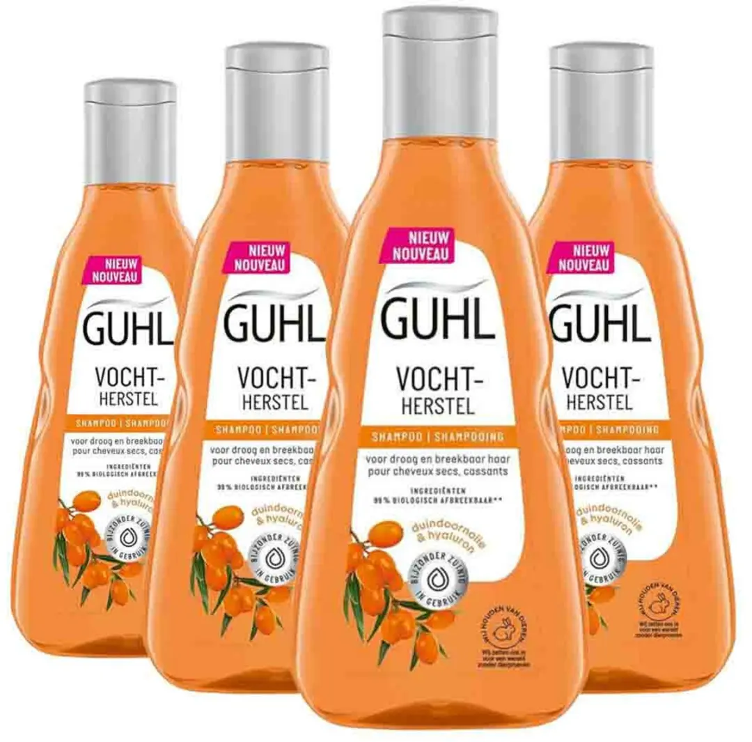 Guhl Vocht & Glans Shampoo - 4x250ml