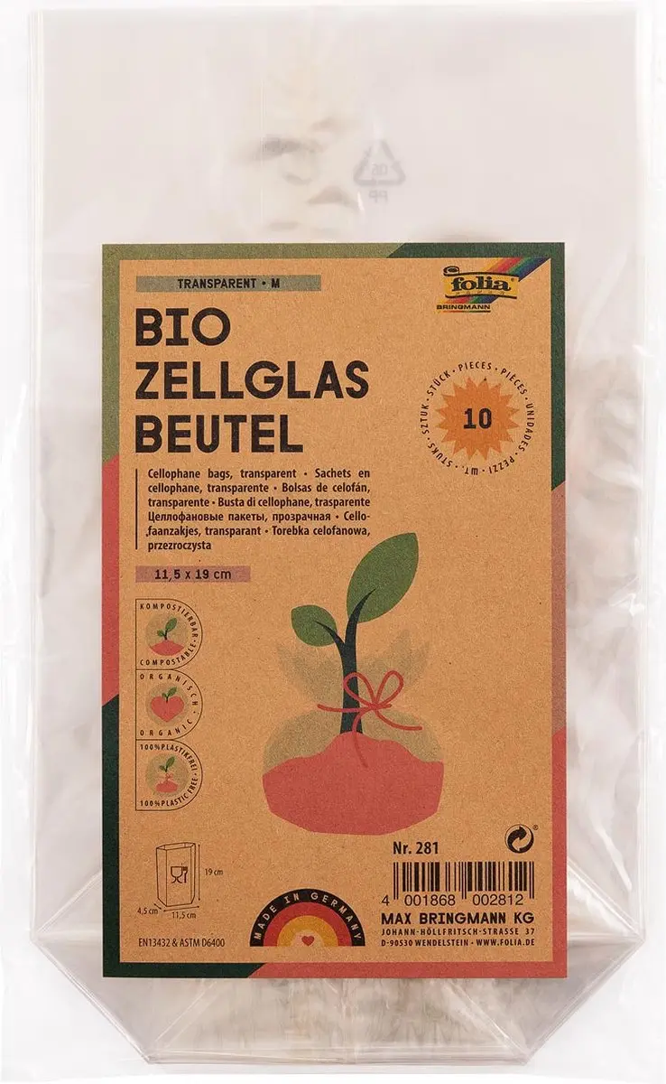 Folia Cellofaanzakjes 10 Stuks - 115x190mm Transparant