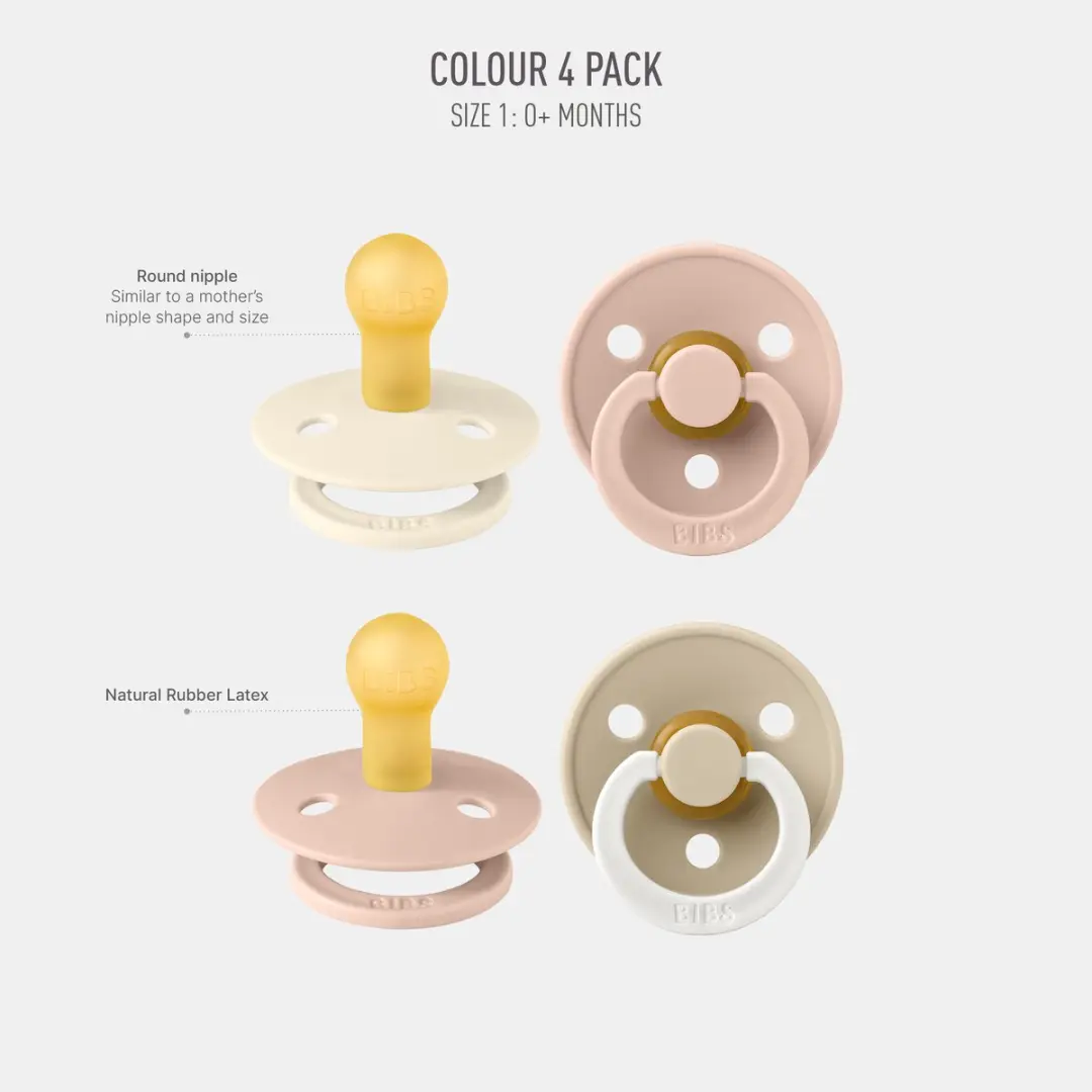 BIBS Colour Speen 0-6 Maanden - 4 Stuks Blush Glow Mix - afbeelding 6 van 6