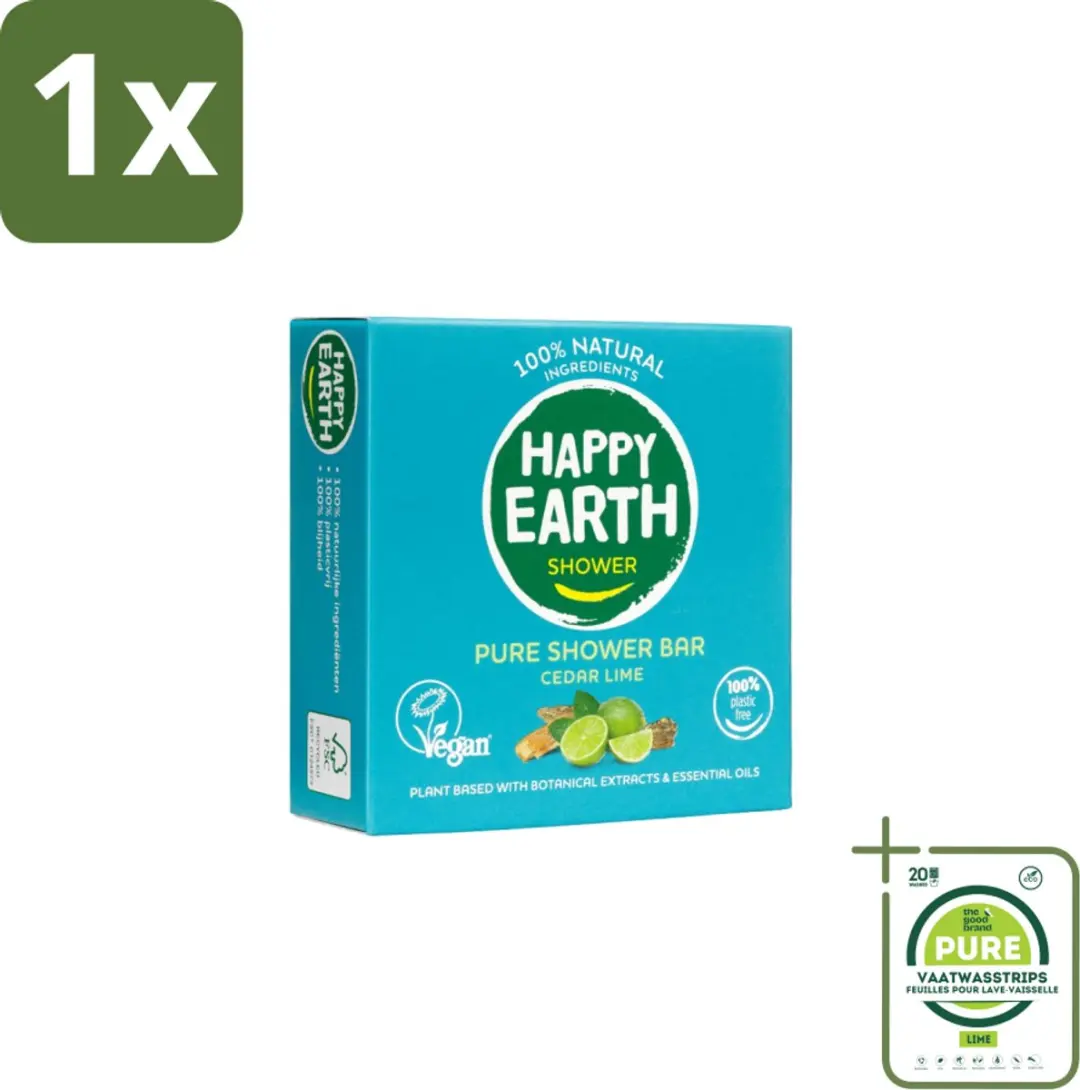 Happy Earth Shower Bar Cedar Lime 90g