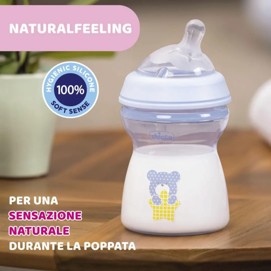 Chicco Natural Feeling Anticolic Babyfles 250ml - Blauw