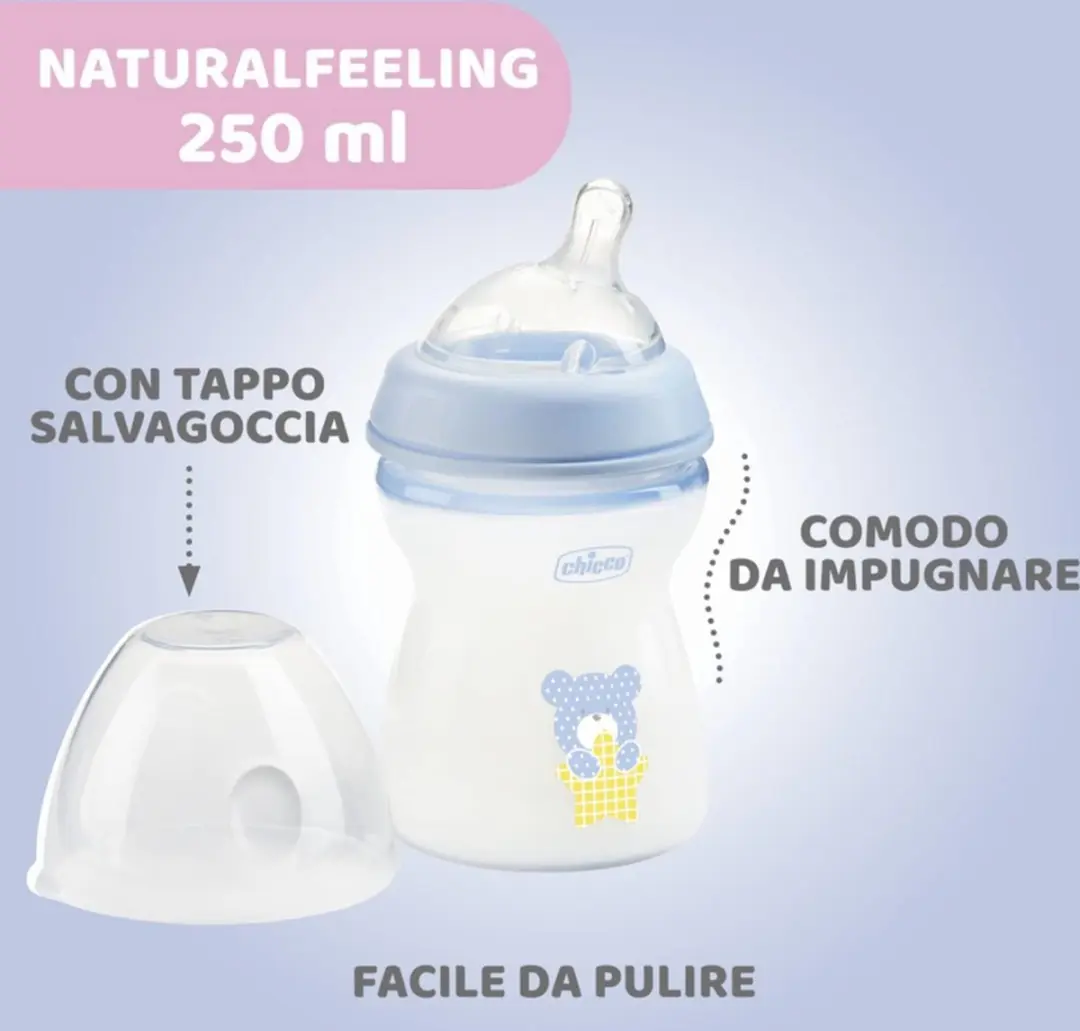 Chicco Natural Feeling Anticolic Babyfles 250ml - Blauw