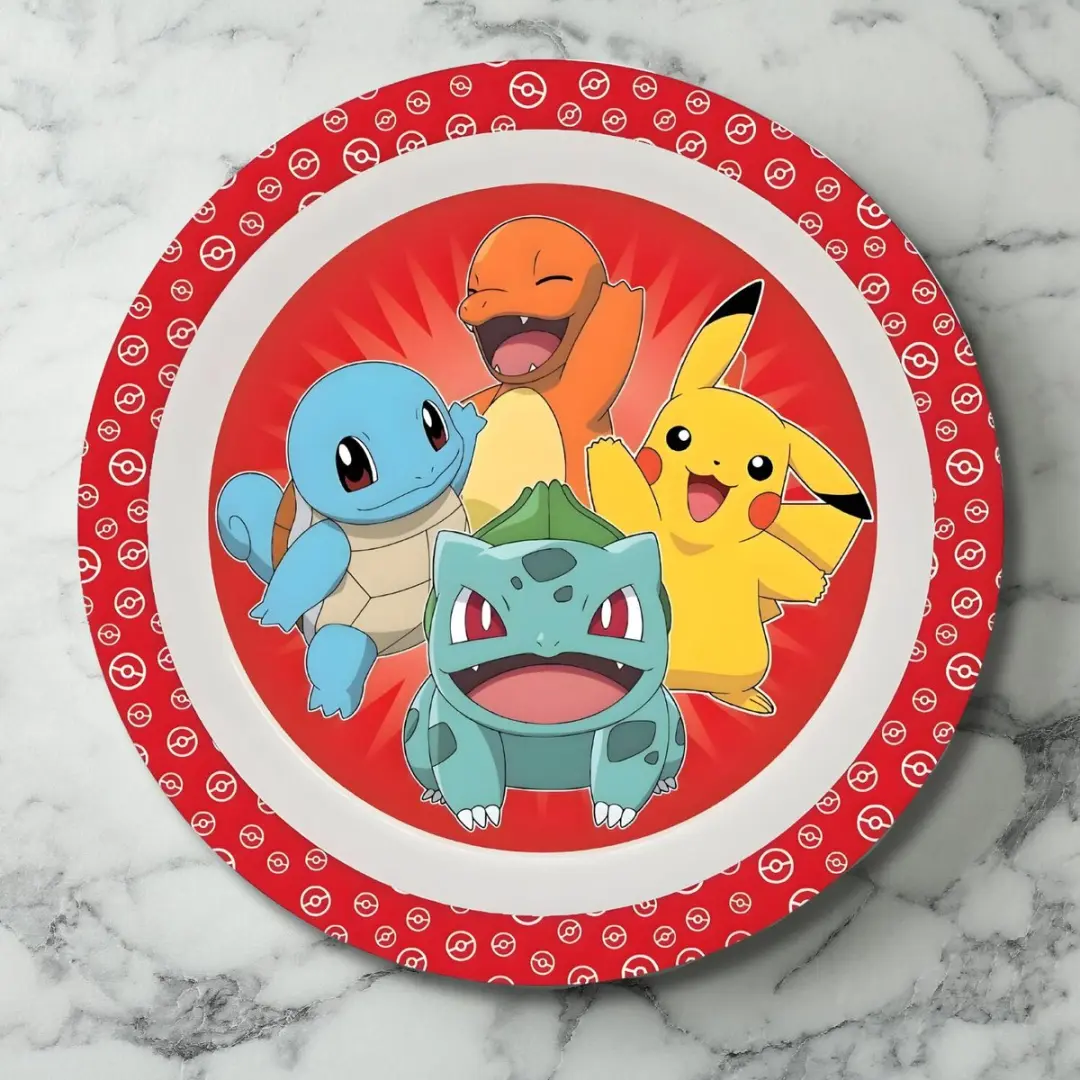 Pokémon Ontbijtbordjes - 6x - Donkerrood - Ø21cm