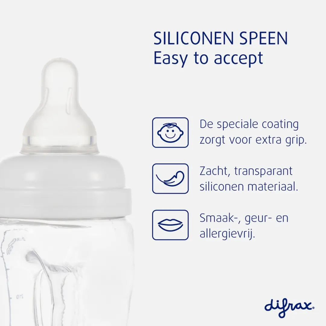 Difrax Handgreep S-babyfles 240ml - Roze