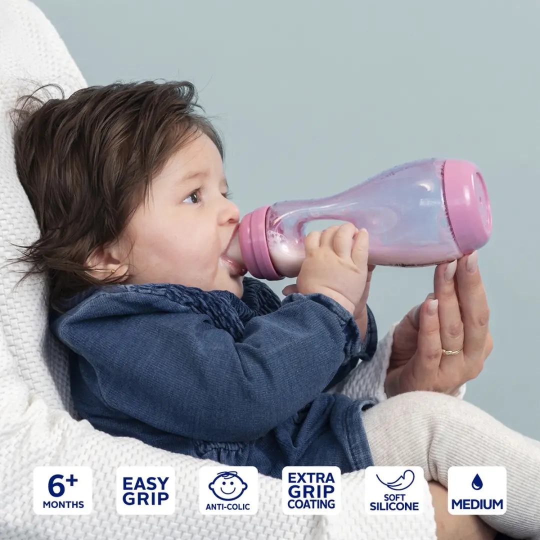 Difrax Handgreep S-babyfles 240ml - Roze