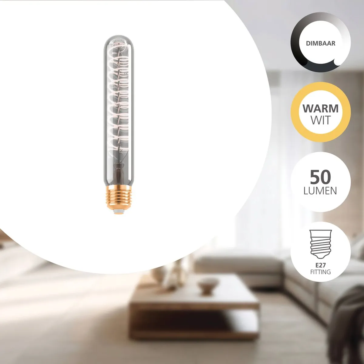 Eglo LED Lamp E27 T30 Rookglas 1700K