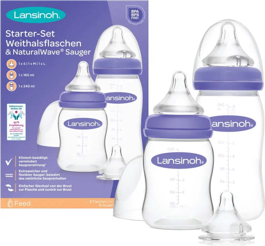 Lansinoh NaturalWave Starterset Spenen & Flesjes - Transparant/Paars