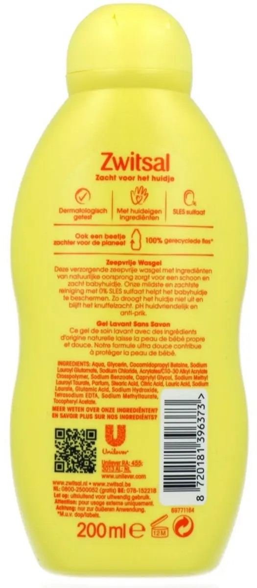 Zwitsal Baby Zeepvrije Wasgel 200ml