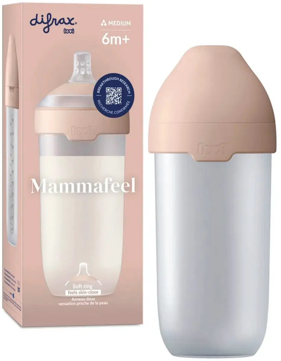 Difrax LOVI Mammafeel Flessenspeen 6+ Maanden - Cross Cut - Nude Pink