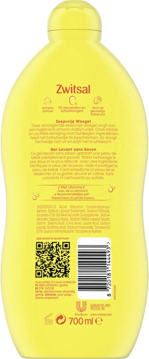 Zwitsal Zeepvrije Wasgel 700ml
