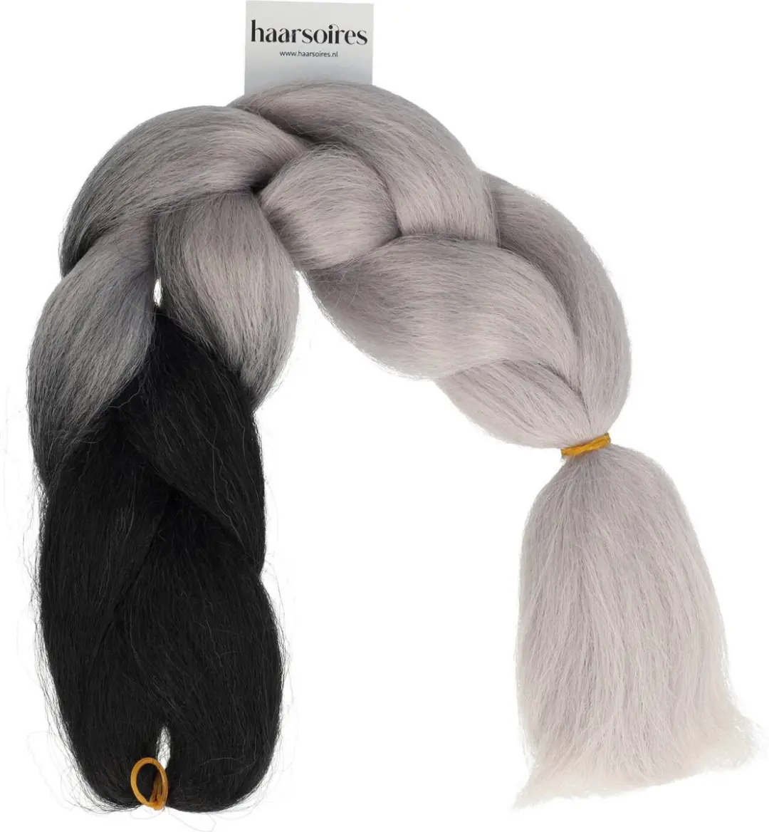 Haarsoires Imitatiehaar Jumbo Braids 60cm - Grijs/Zwart