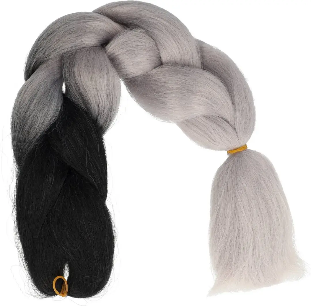 Haarsoires Imitatiehaar Jumbo Braids 60cm - Grijs/Zwart