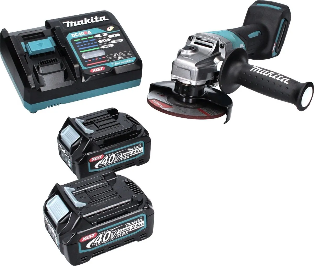Makita GA016GD2 Accu Haakse Slijper 40V Max - 125mm - 2x 2,5Ah + Oplader