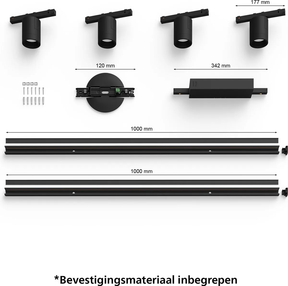 Philips Hue Perifo Railverlichting Plafond 4-spots - Zwart - afbeelding 6 van 6
