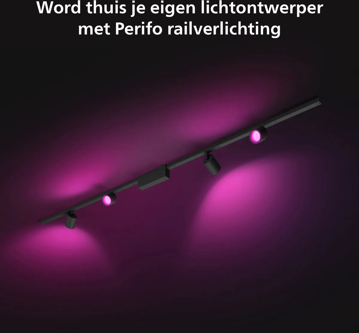 Philips Hue Perifo railverlichting plafond - wit en gekleurd licht - 4-spots - zwart - basisset