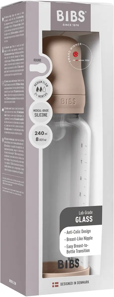 BIBS Glass Babyfles 240ml - Groen