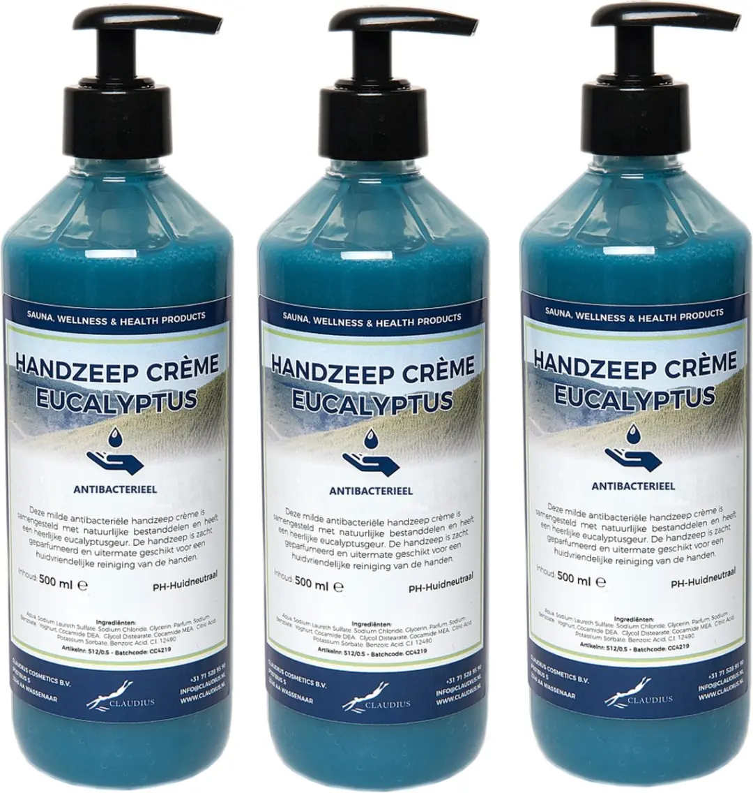 Splashbox Cosmetics Handzeep Crème Eucalyptus 500ml - 3 Stuks