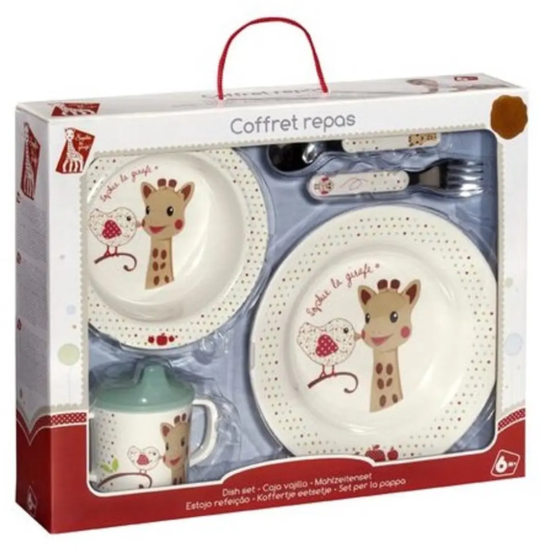 Sophie de Giraf Maaltijdset 5-delig - Beige/Rood