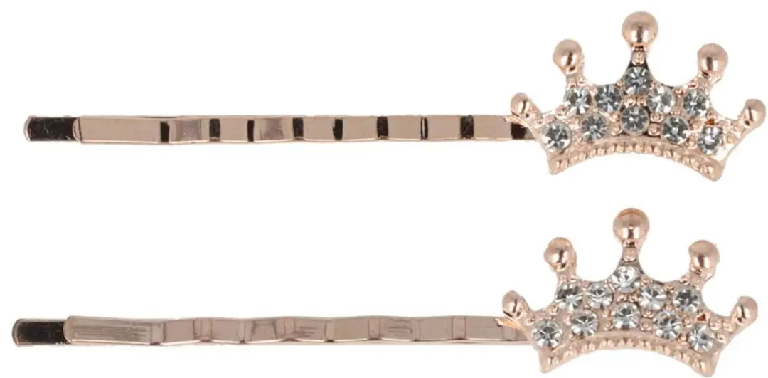 Haarsoires Schuifspeldjes 5cm - Kroontje met Strass - Koper - 2 Stuks
