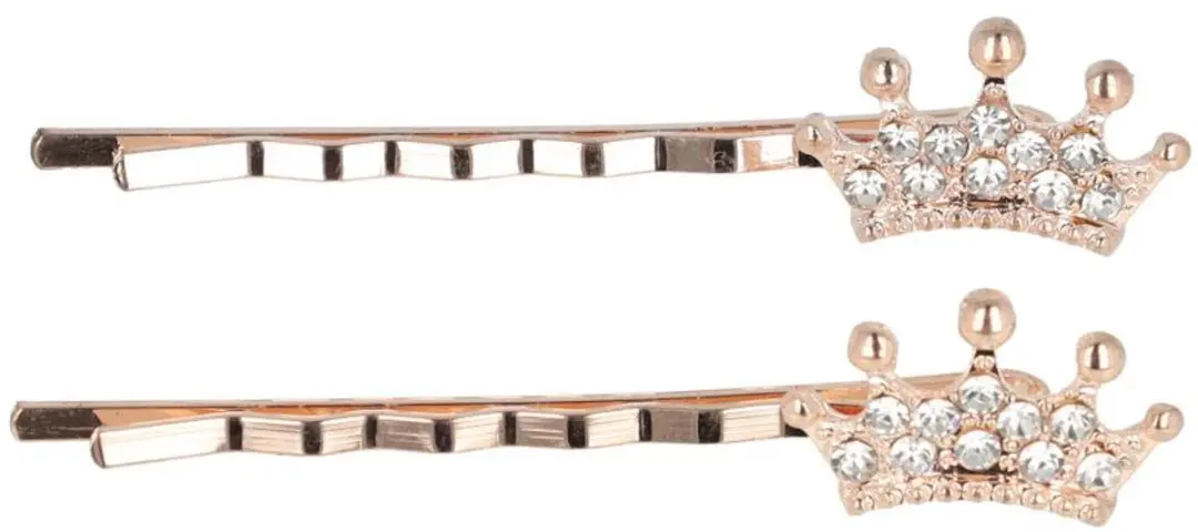 Haarsoires Schuifspeldjes 5cm - Kroontje met Strass - Koper - 2 Stuks