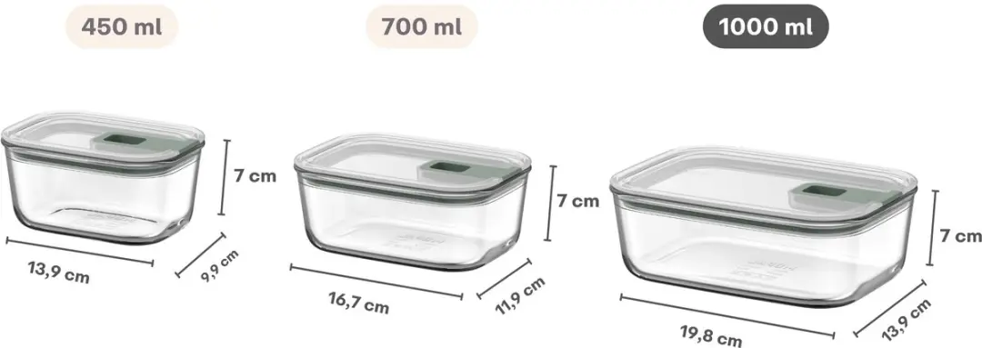 Mepal EasyClip Glazen Vershoudbak 1L - Nordic Sage