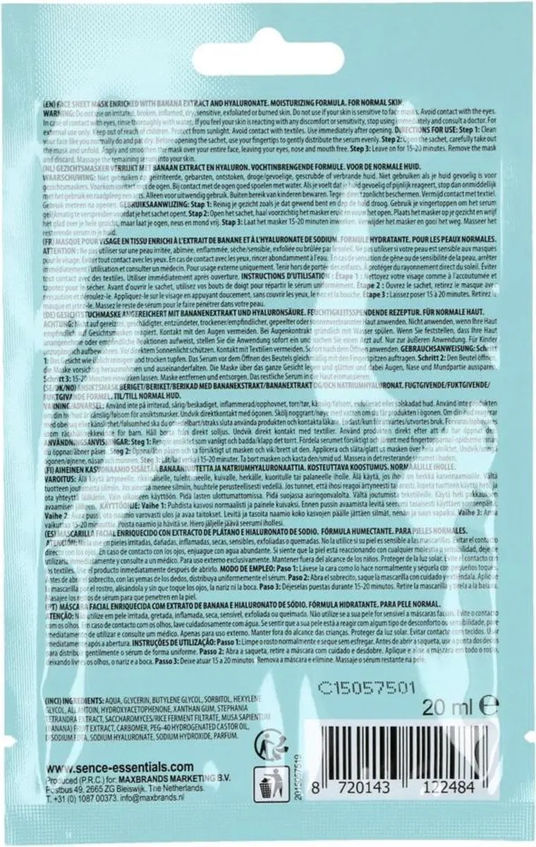 Sence Let's Go Bananas Gezichtsmasker 20ml
