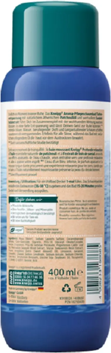 Kneipp Badschuim Diepe Ontspanning Patchouli-Sandelhout 400ml