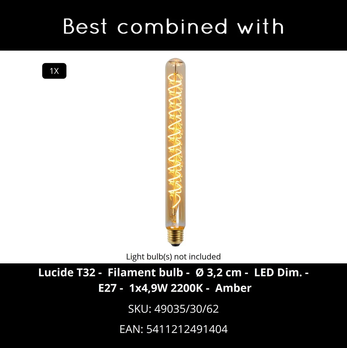 Lucide ESTERAD Vloerlamp - Ø34cm - Okergeel