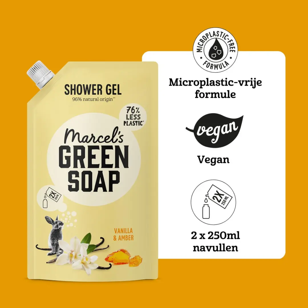 Marcel's Green Soap Douchegel Navulling Vanille & Amber - 6x500ml