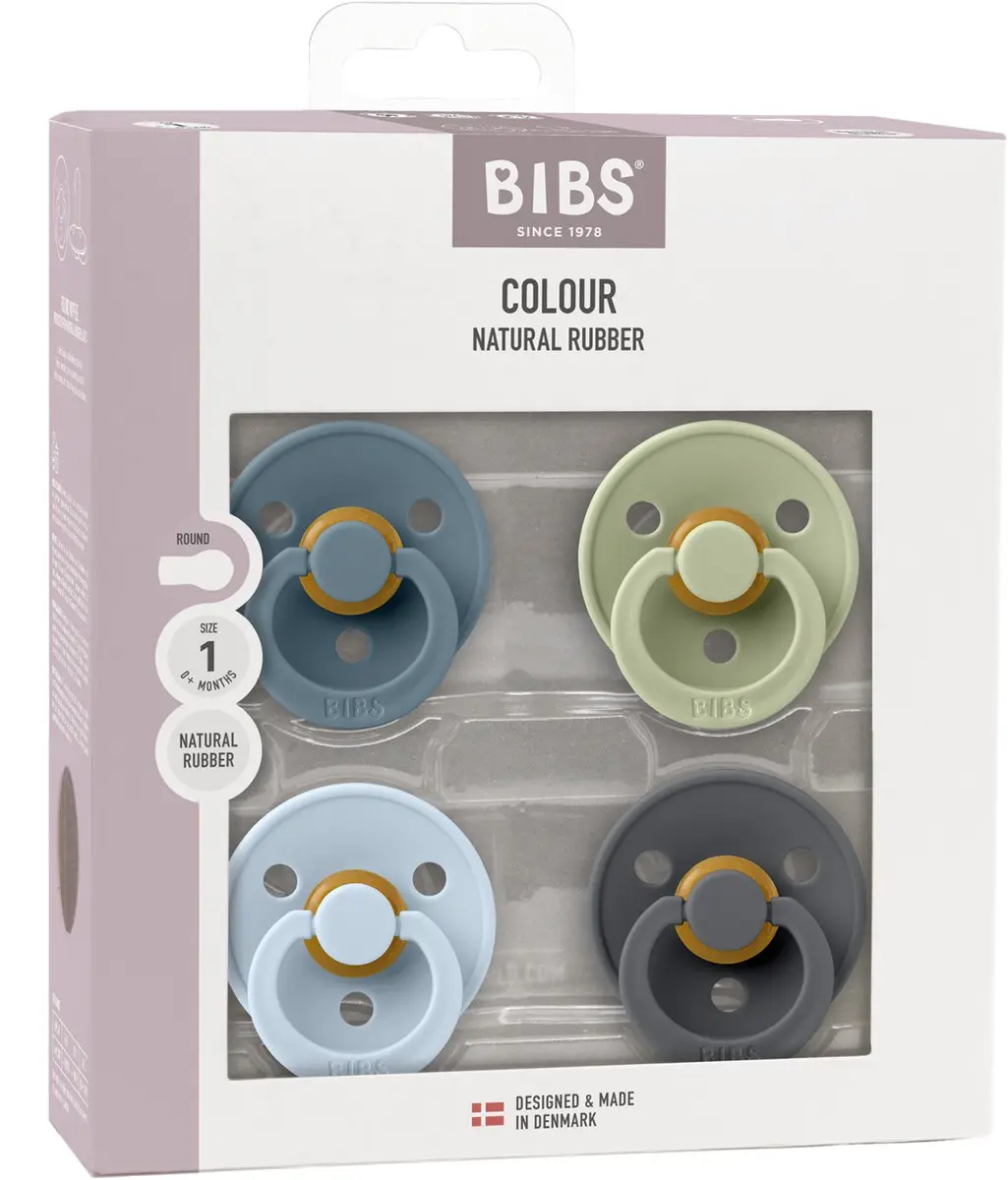 BIBS Fopspenen - 4 Stuks - Rond - Petrol/Sage/Baby Blue/Iron