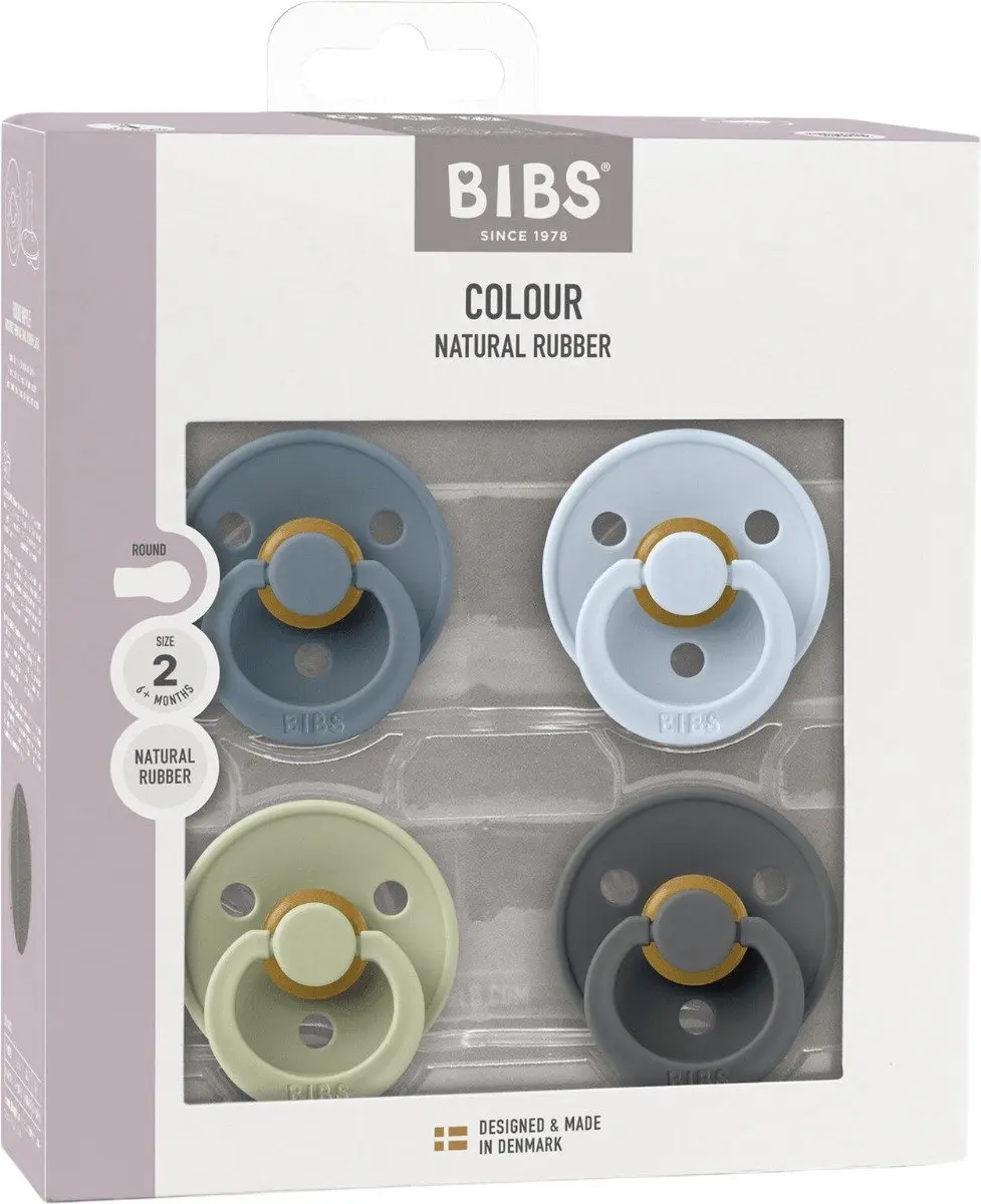 BIBS Fopspenen - 4 Stuks - Rond - Petrol/Sage/Baby Blue/Iron