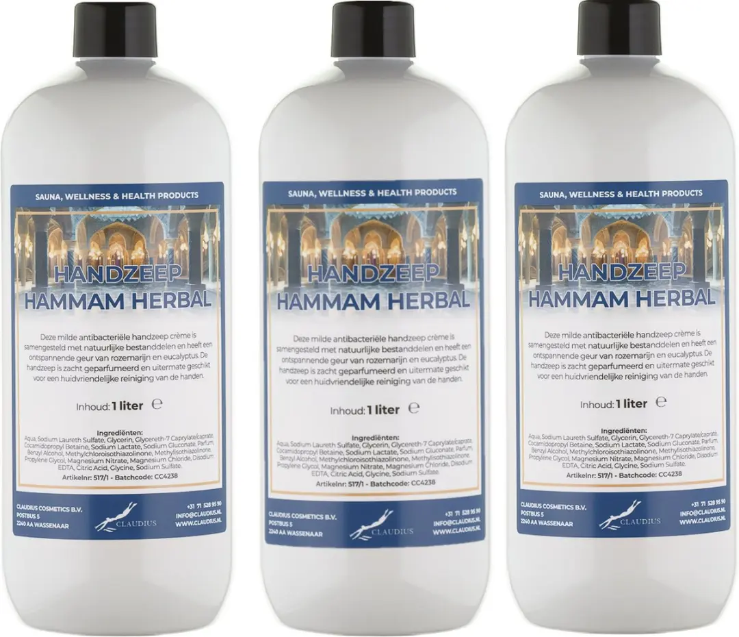 Splashbox Cosmetics Hammam Herbal Handzeep 1L - Set van 3
