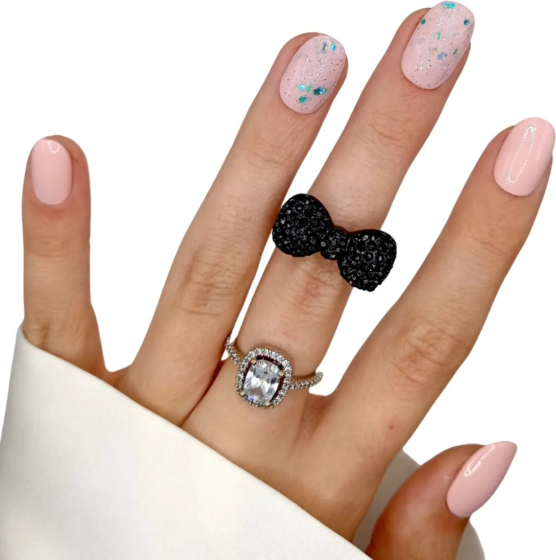 SD Press on Nails B-37 Plaknagels - Nude Glitter - 20 Stuks