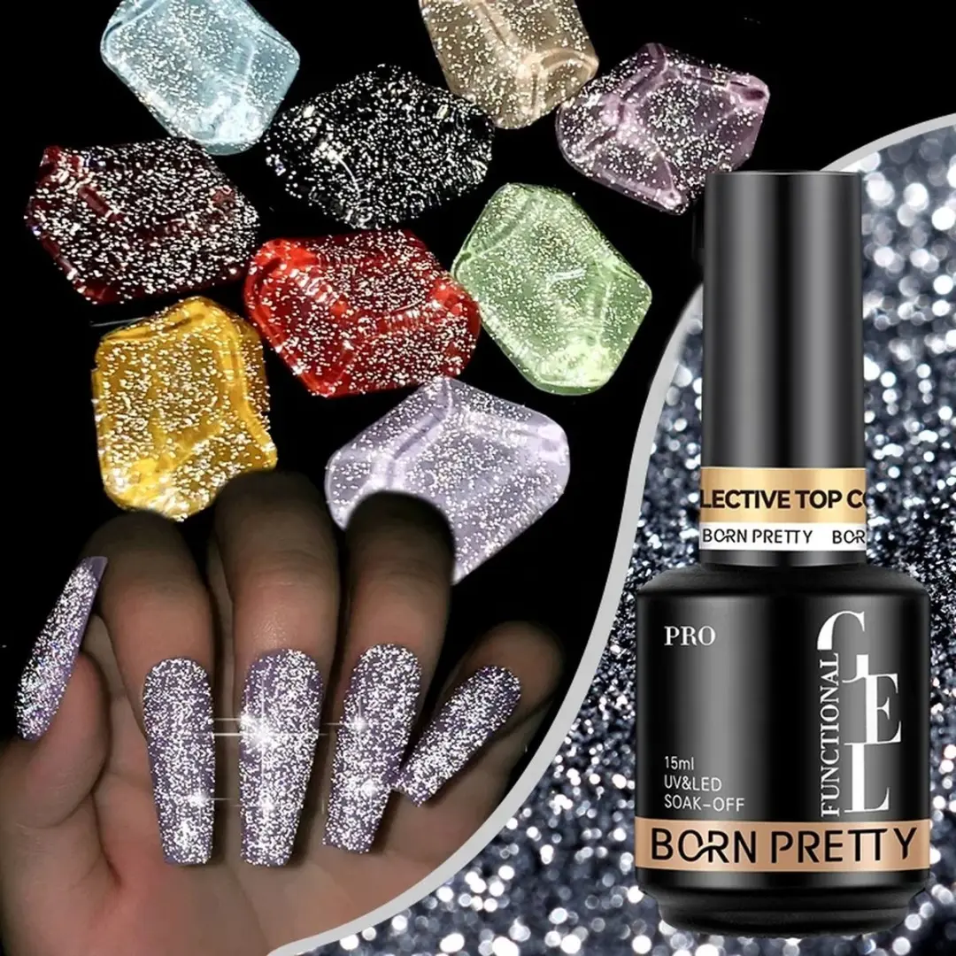 Born Pretty Topcoat Glitter 15ml - UV-Gellak