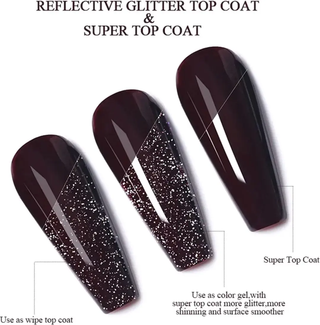 Born Pretty Topcoat Glitter 15ml - UV-Gellak