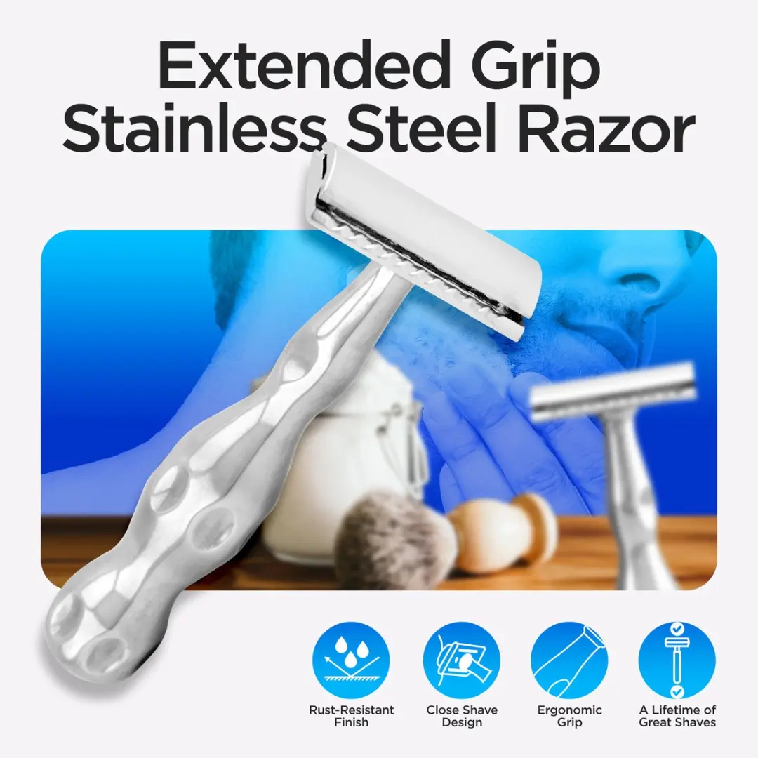 Haryali London Double Edge Safety Razor - Roestvrijstaal - Zilver