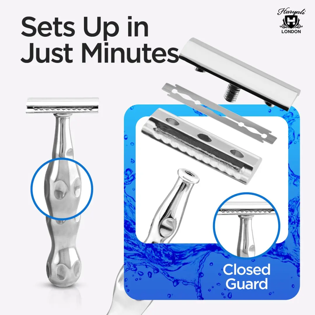 Haryali London Double Edge Safety Razor - Roestvrijstaal - Zilver