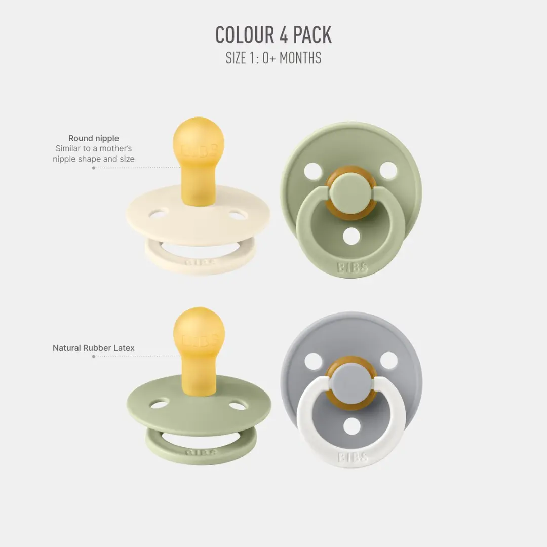 BIBS Colour Speen 0-6 Maanden Sage Glow Mix - 4 Stuks